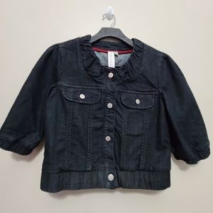 Tristan Cropped Denim Jean Jacket M Dark Blue